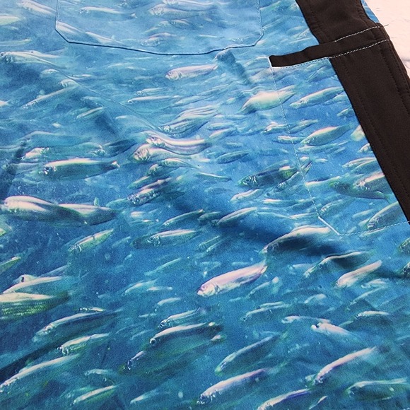 Loco Skailz MENS 34 Performance Fishing Cargo Shorts Swim Trunks Mullet Print - Picture 7 of 13